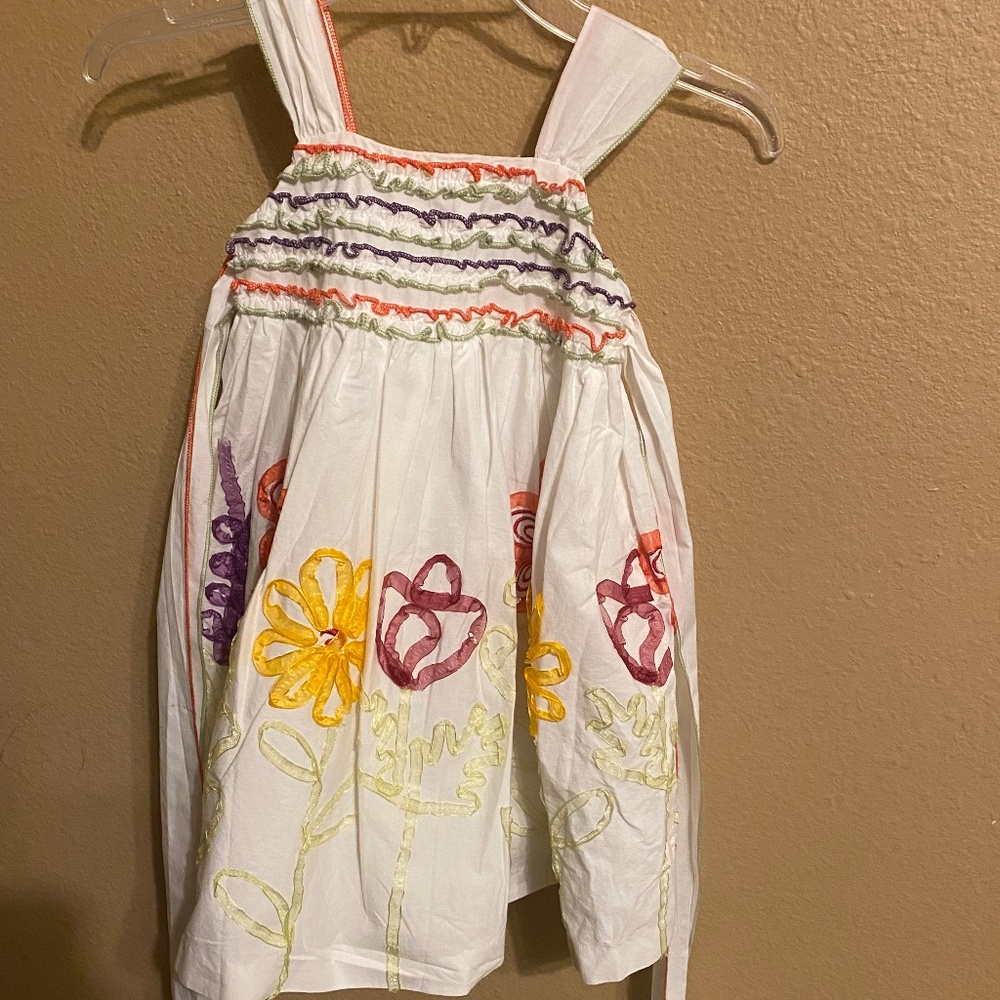 Girls White & Floral Dress